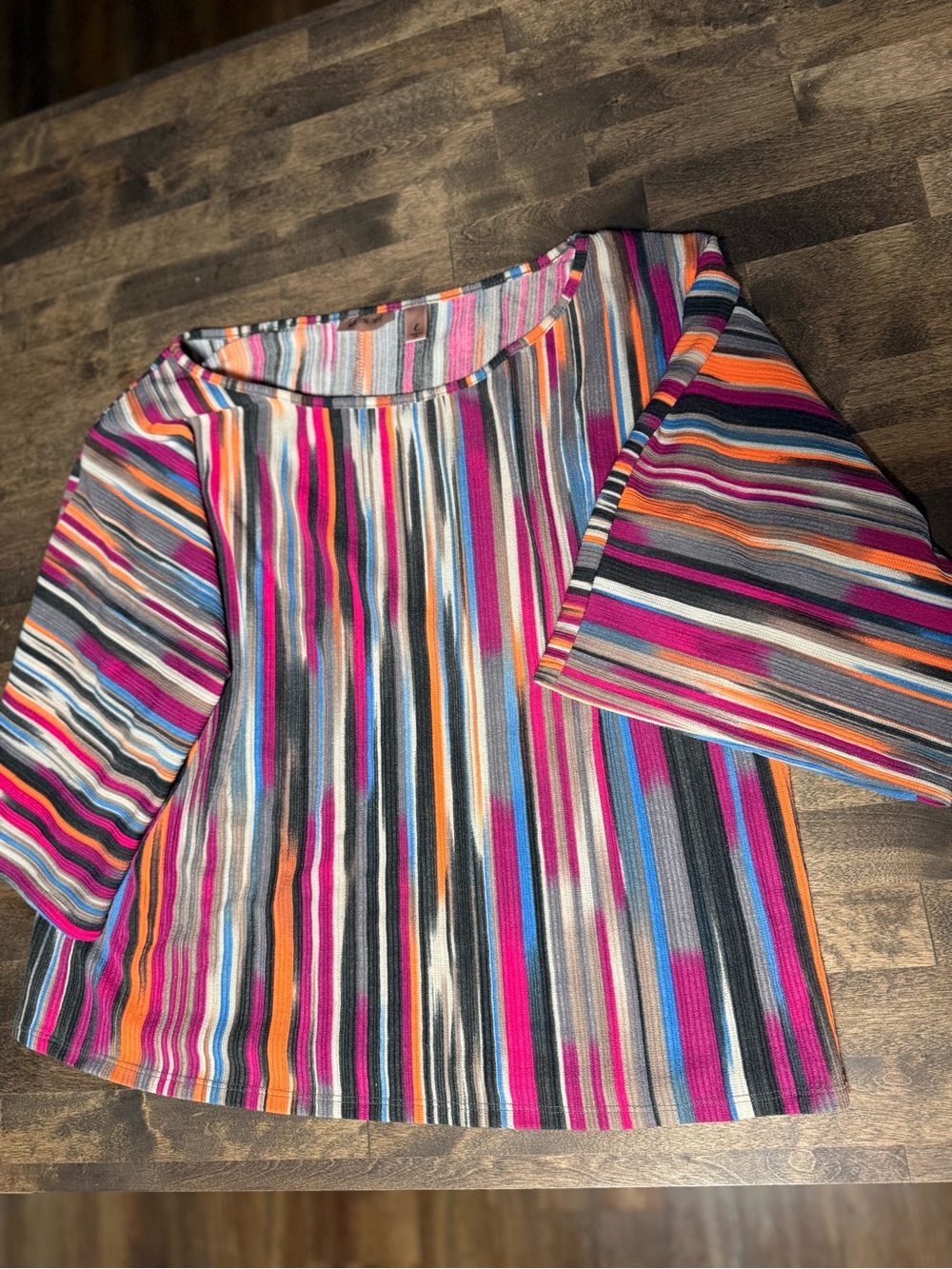 Women's Multicolor Striped Bell-Sleeve Tunic Top